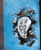 Meeressalat mit Blumenkohlcreme und Austern-Eis