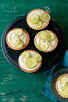 Lime madcarpone tartlets in serving dish