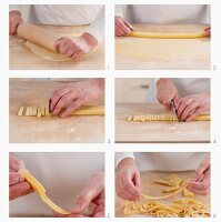 Cutting tagliatelle by hand