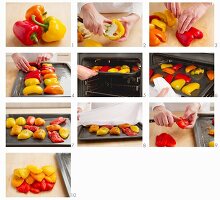 Roast peppers in the oven and skin