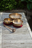 Singing bowls in the garden