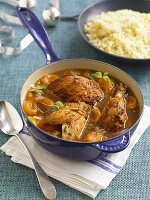 Pot of Chicken Stew with Apricots and Sage