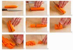 Cutting julienne carrots