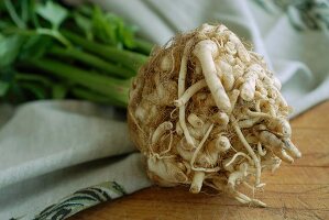 Celeriac on a kitchen towel
