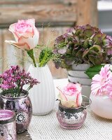 Table decorations for summer with flower vases