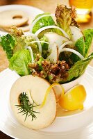 Pear salad with walnuts and lemon