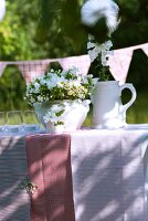 Flowers on garden table