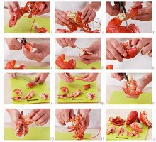 Lobster meat being removed from the shells (US-English voice-over)