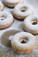 Gebackene Doughnuts mit Puderzucker