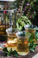 Peppermint tea in tea glasses