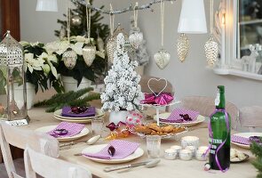 Laid table with Christmas decorations