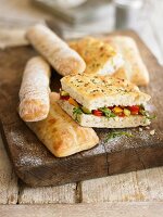 Focaccia vegetale (flatbread with fried vegetables, Italy)