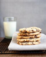 A stack of chocolate chip cookies