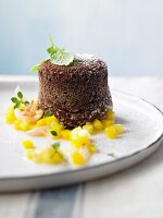 Mini -cocolate cake with fruit salad