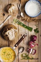 Leek and potato soup with organic bread