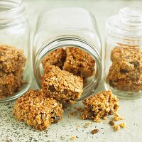 Traditional flapjacks in a jar