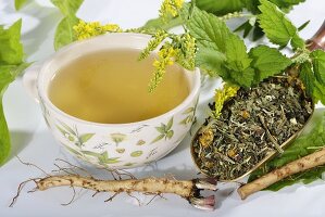 Herbal tea made from herbs, flowers and medicinal plants