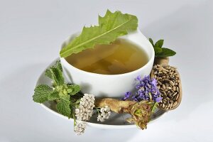 Herbal tea made from herbs, flowers and medicinal plants