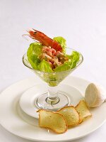 Seafood cocktail with bread chips