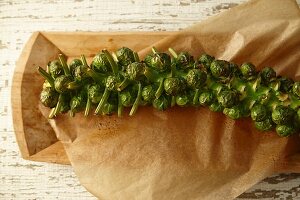 Roasted Brussels sprouts on baking paper