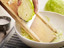 Slicing white cabbage