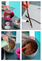 Chocolate cake mixture with vanilla being made