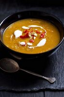 Butternut squash soup with creme fraiche