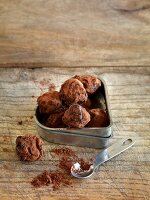 Orange truffles with cocoa powder