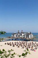 The 'Kaiserpavillon' restaurant on the Sellin pier, Sellin, Rügen, Baltic Sea