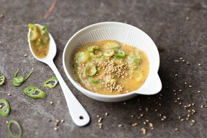 Miso dip with spring onions and sesame seeds