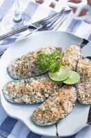 Baked mussels with herbs