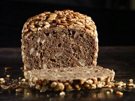 A sunflower seed loaf, sliced