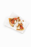 A goat's cheese pizza with figs, walnuts and hemp flour