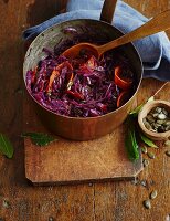 Balsamic red cabbage with pumpkin strips