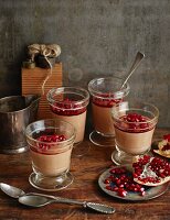 Mousse au chocolat with pomegranate seeds