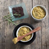 Homemade truffle mustard with rosemary