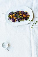 Salat aus violetten Kartoffeln mit Pfifferlingsvinaigrette