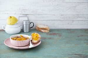 Apricot jam with fresh lavender