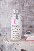 Spiced oil packed as a message in a bottle as a gift