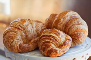 Croissants on a cake stand