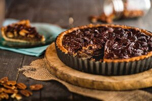 Pecan nut and maple caramel tart