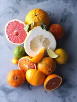 An arrangement of various citrus fruits