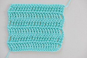 A crocheted page: rows of treble crochet