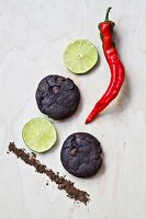 Vegan chilli and lime chocolate biscuits