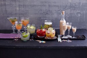 Homemade party drinks on a buffet