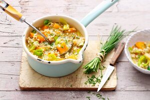 Vegetarian barley stew with turnips