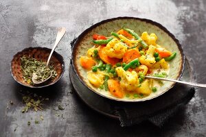 Spicy masala vegetables with dried fenugreek leaves