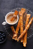 Blueberry quark rolls with a mocha and cardamom dip