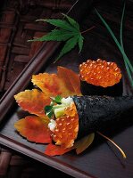 Sushi with salmon roe