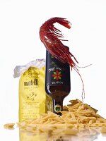 Delicatessen: pasta, Carabinero prawns and olive oil